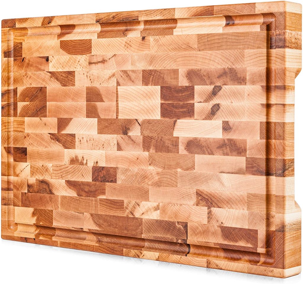end grain butchers block cutting board with juice groove