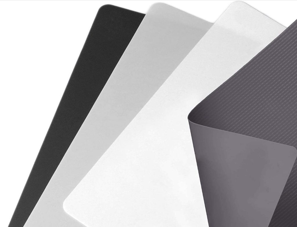 fanned out black and white cutting boards