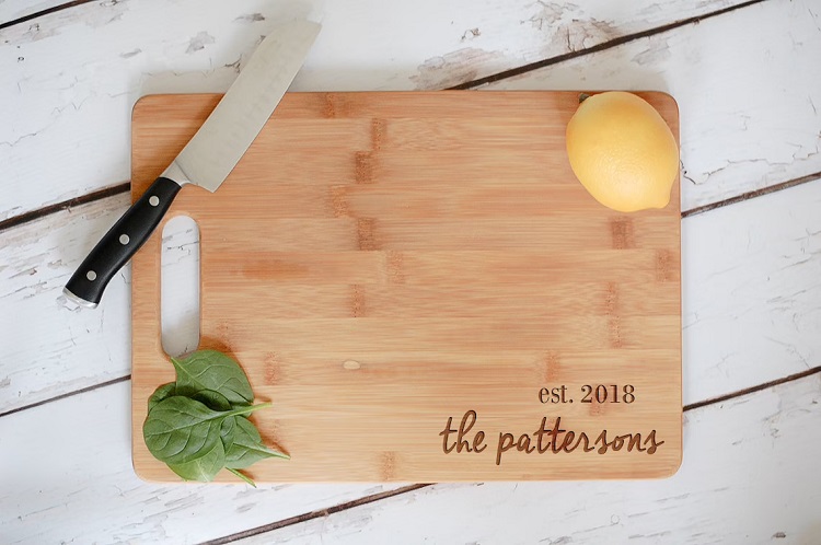 lemons and knife on cutting board personalized with THE PATTERSONS