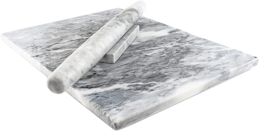 marble cutting board and french rolling pin