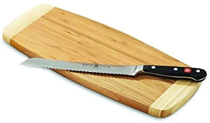 narrow bread board with knife