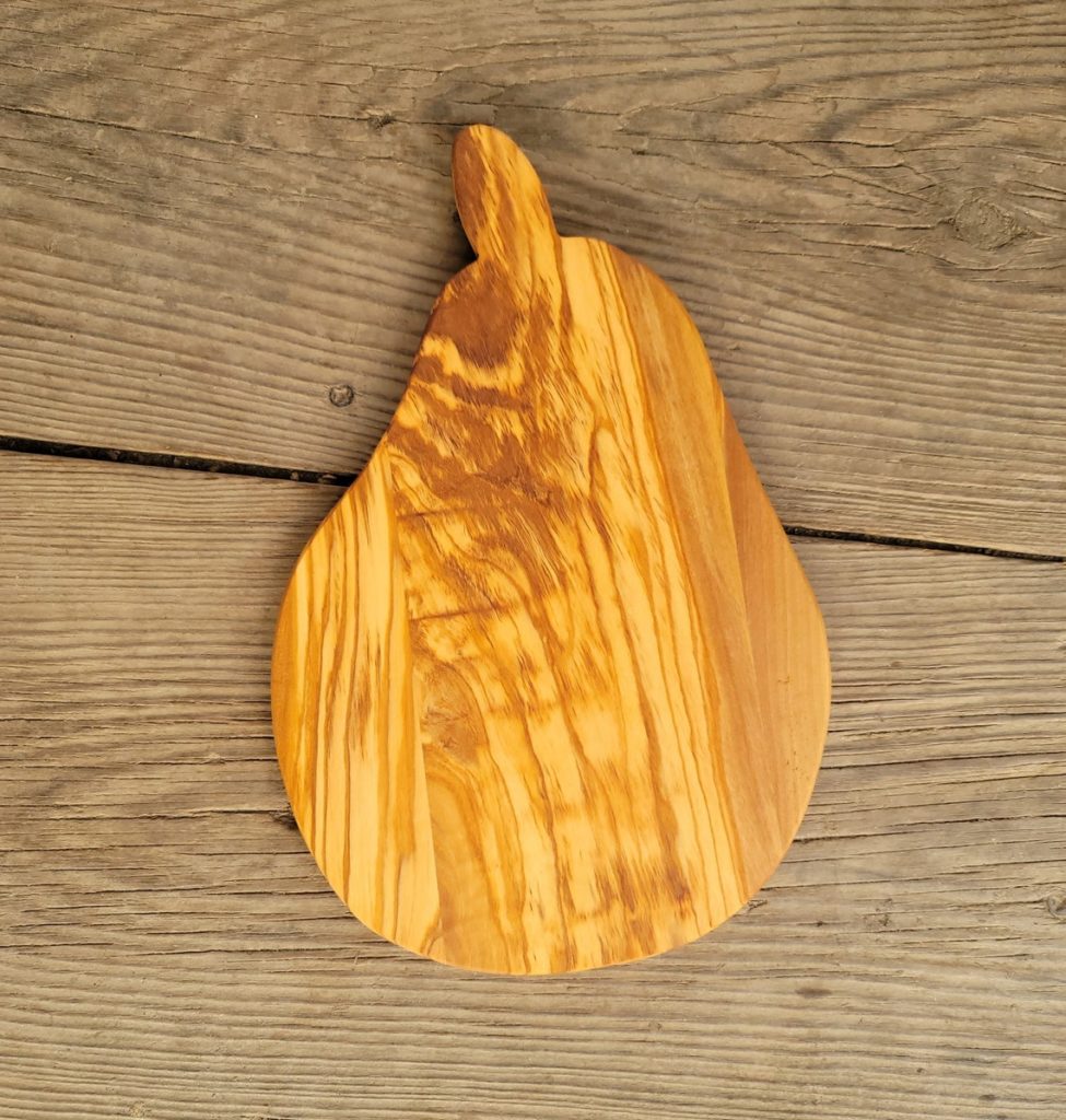 pear shaped olive wood cutting board