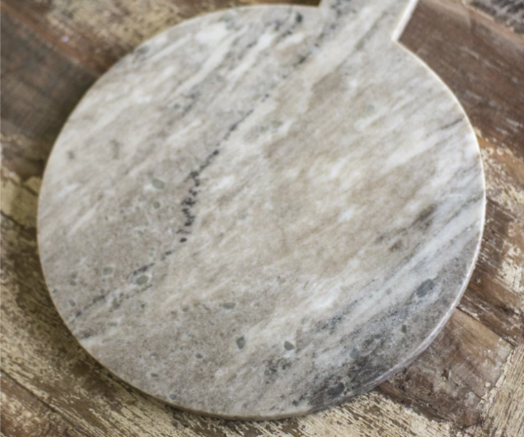 round marble cutting board with handle