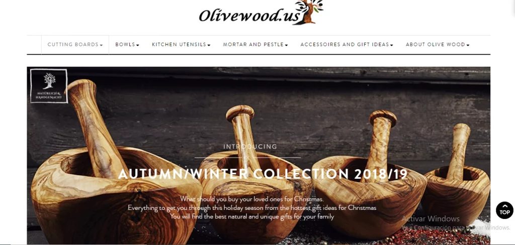 screenshot of olivewood.us website homepage