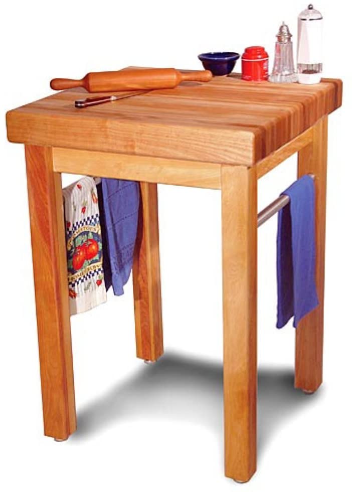 small square butcher block table with straight legs