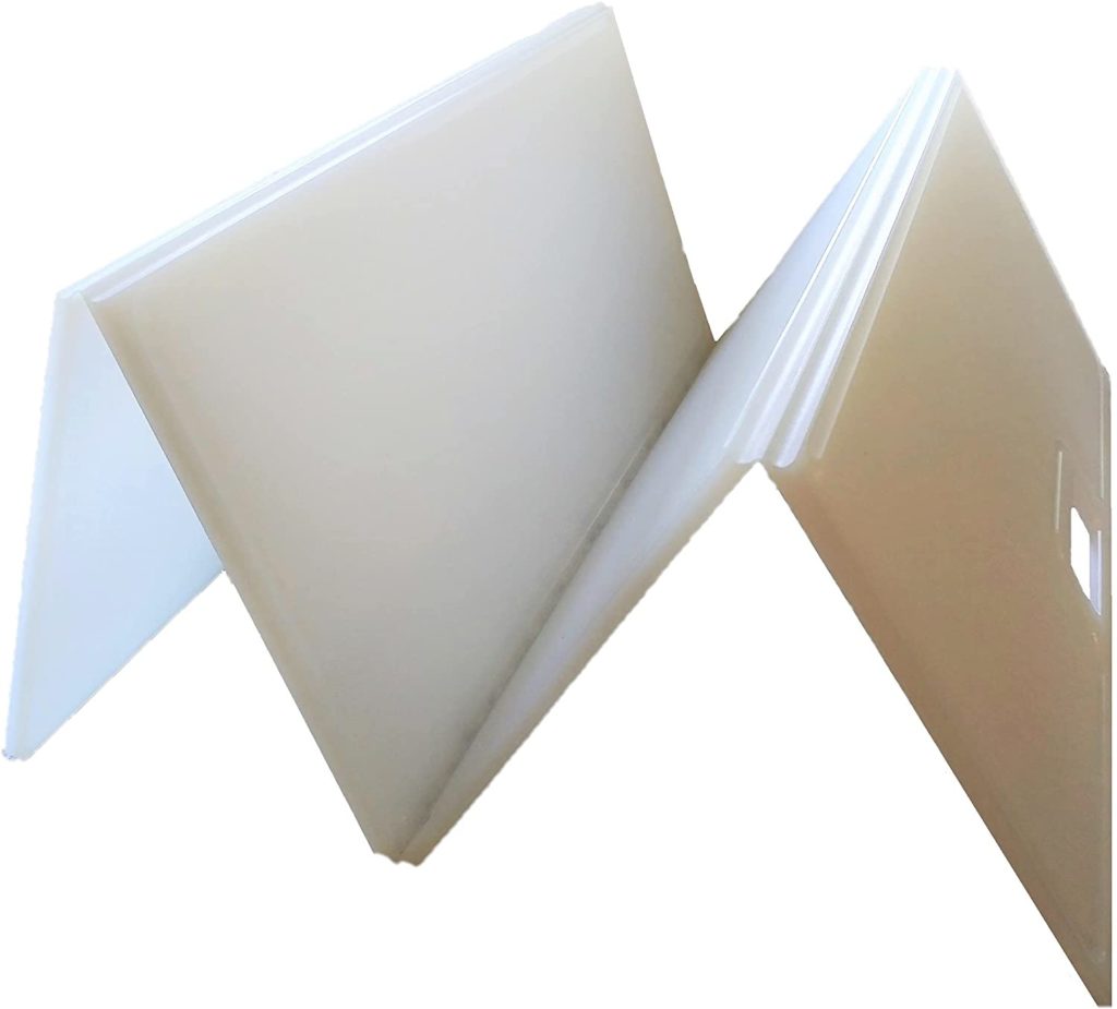 tri fold plastic white cutting board