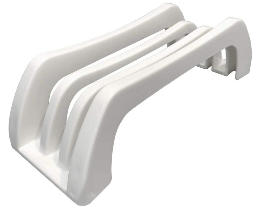 white trendy cutting board storage rack