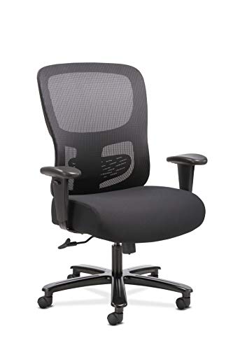 Sadie Big and Tall Office Computer Chair, Height Adjustable Arms with Adjustable Lumbar, Black (HVST141)