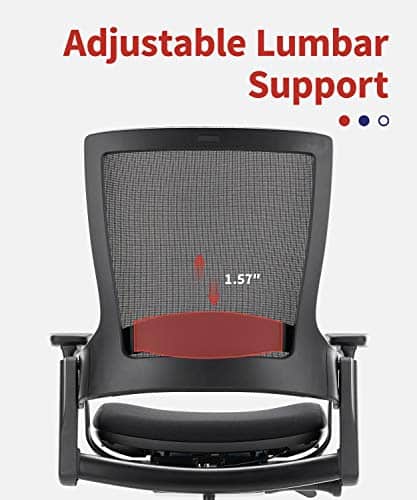 CLATINA Ergonomic High Swivel Executive Chair with Adjustable Height 3D Arm Rest Lumbar Support and Mesh Back for Home Office Black