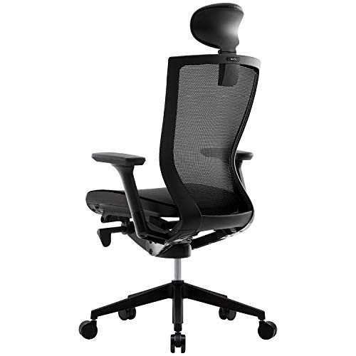 SIDIZ T50 AIR Home Office Desk Chair : Mesh Seat & Back for More Freshness, Advanced Mechanism for Your Posture, Adjustable Headrest, 3-Way Armrests, Adjustable Seat Slide (Black Fabric Seat Cover)