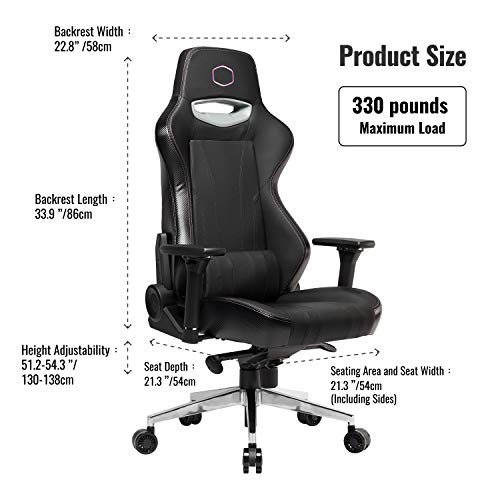 Cooler Master Caliber X1 Gaming Chair for Computer Game, Office and Racing Style Gamer, Comfy Ergonomic 360° Swivel Reclining High Back Chairs with Armrest Backrest Headrest Lumbar Support PU Leather
