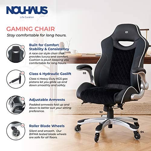 NOUHAUS Velour Ergonomic Gaming Chair