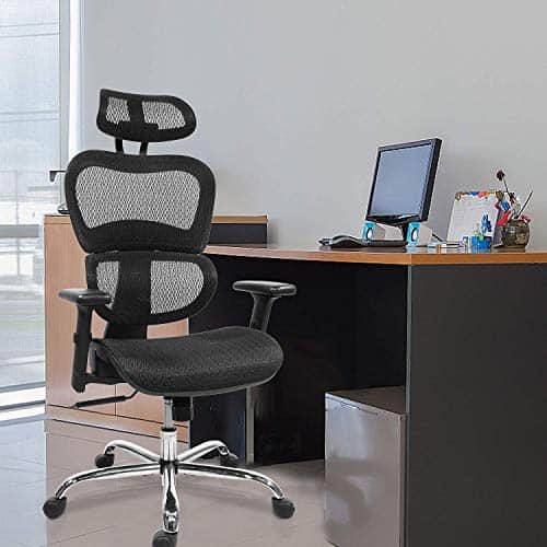 Rimiking Mesh Ergonomic Home Office Desk Chair High Back with Adjustable Headrest and Armrests, Black