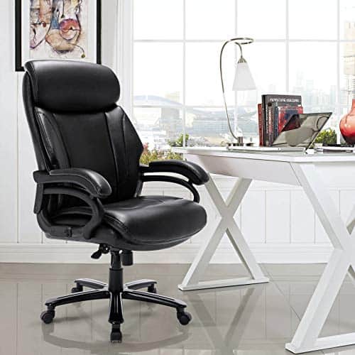 STARSPACE High Back Big & Tall 400lb Bonded Leather Office Chair Large Executive Desk Computer Swivel Chair - Heavy Duty Metal Base, Adjustable Tilt Angle, Ergonomic Design for Lumbar Support