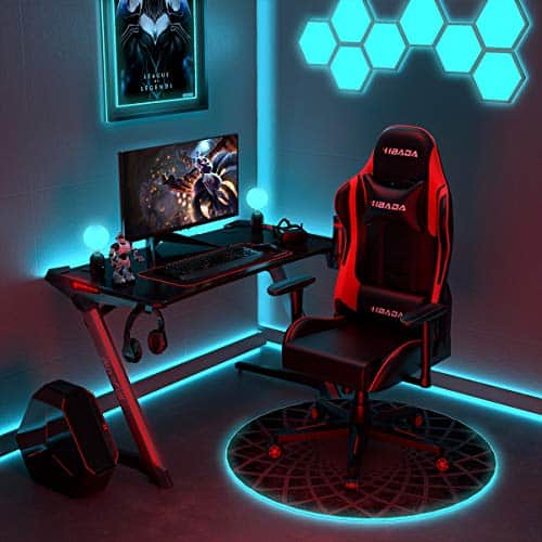 Hbada Gaming Chair Racing Style Ergonomic High Back Computer Chair with Height Adjustment, Headrest and Lumbar Support E-Sports Swivel Chair with Footrest, Red