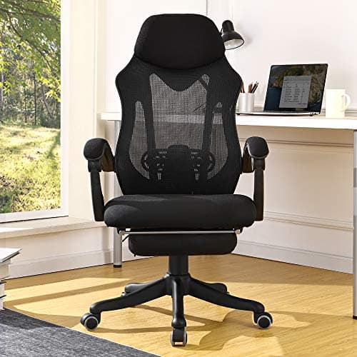 BERLMAN Ergonomic High Back mesh Office Chair Recliner with Footrest Desk Chair Computer Chair (Black Plus)