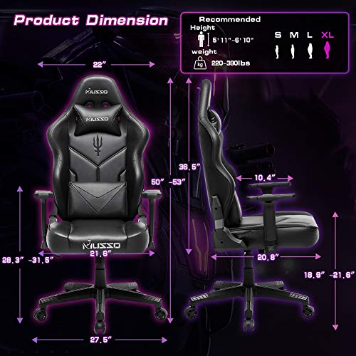 Musso Executive Swivel Office Chair, High-Back Racing Gaming Chair, Ergonomic Adjustable Computer Desk Chair, PU Leather Task Chair with Headrest and Lumbar Support (Trident Pattern)…