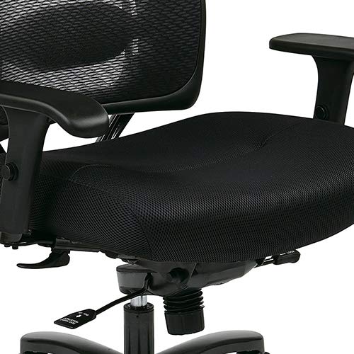 SPACE Seating Big and Tall AirGrid Back and Padded Mesh Seat, Adjustable Arms, Gunmetal Finish Base Ergonomic Managers Chair, Black