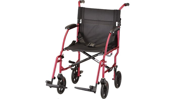 NOVA Medical Ultra Lightweight Red Transport Wheelchair